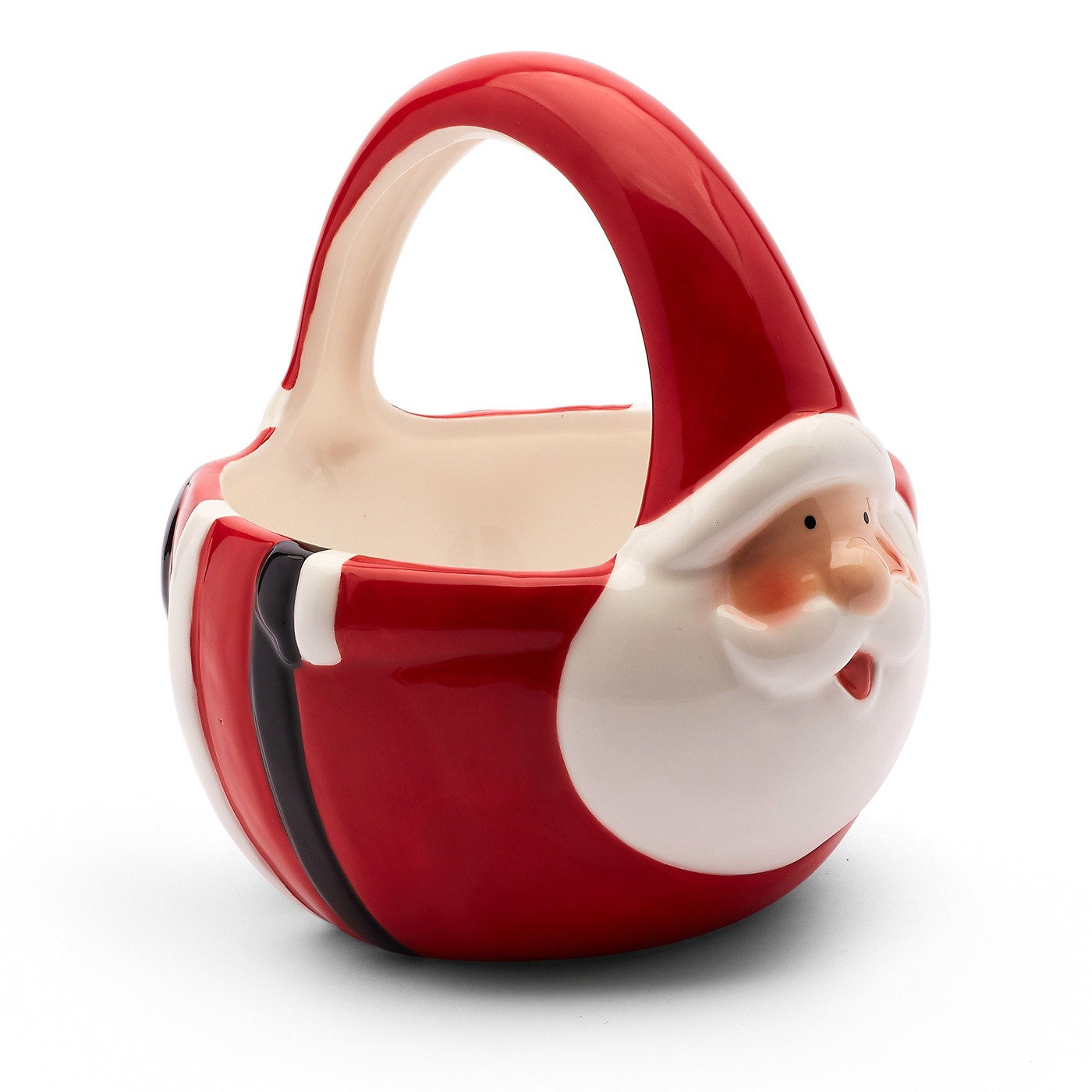 Dekorační keramický vánoční košík ve tvaru mikuláše 16,4 x 14 x 15,5 cm červená megamix.shop