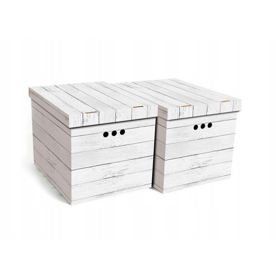 dekorativní kartonová krabice 2ks vzor šedá deska XL megamix.shop