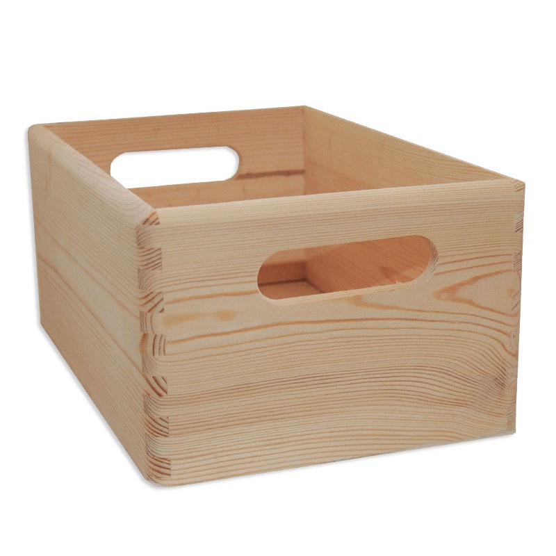 Dřevěná krabice s rukojeťmi 30x20x13cm borovice přepravka megamix.shop