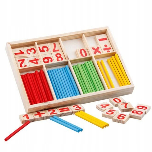 Dřevěné čísla, paličky na výuku matematiky pro děti 23x15x1,7cm megamix.shop
