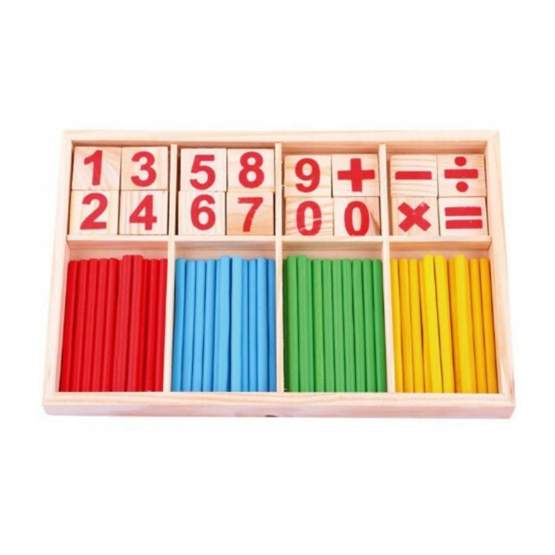 Dřevěné čísla, paličky na výuku matematiky pro děti 23x15x1,7cm megamix.shop