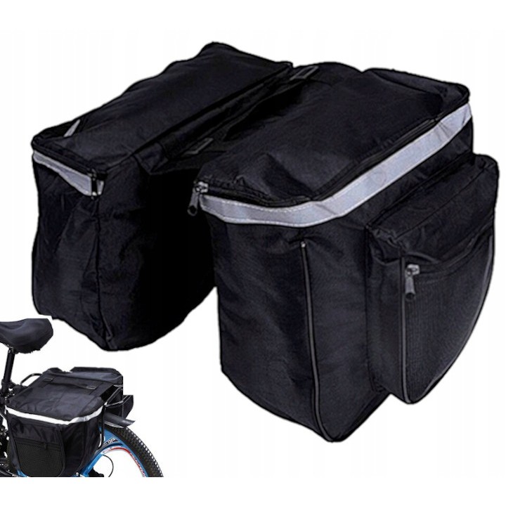 Dvojitá taška na kolo 32x30x26cm oboustranná voděodolná černá megamix.shop
