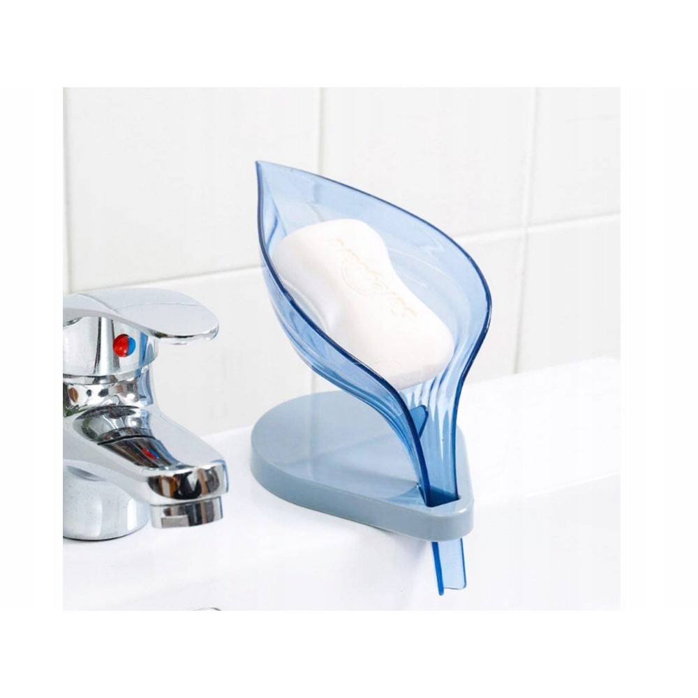 Elegantní držák na mýdlo list 11 x 12 x 9 cm modrý šedý megamix.shop