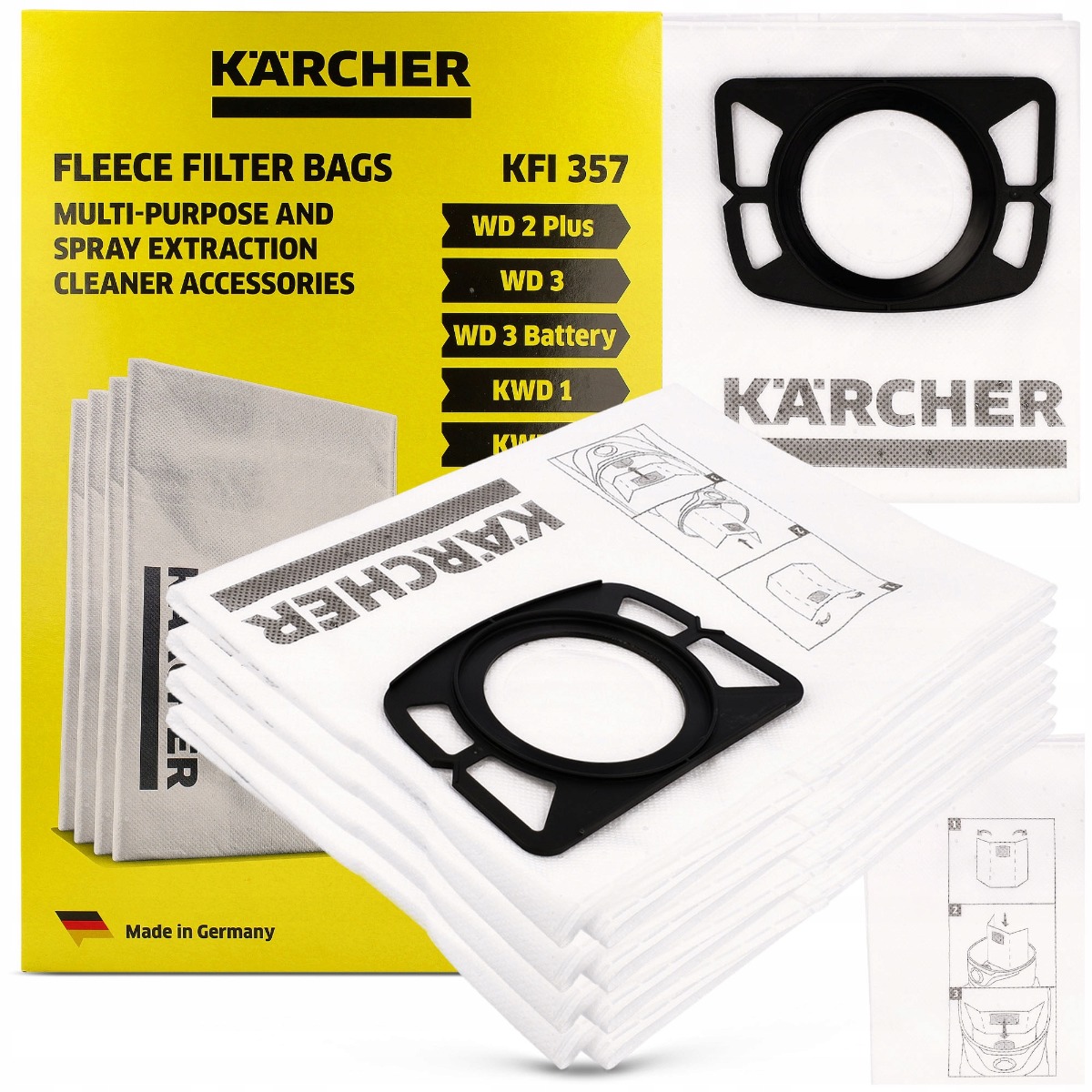 Kärcher flísové filtrační sáčky do vysavače WD2 / WD3 4 ks megamix.shop