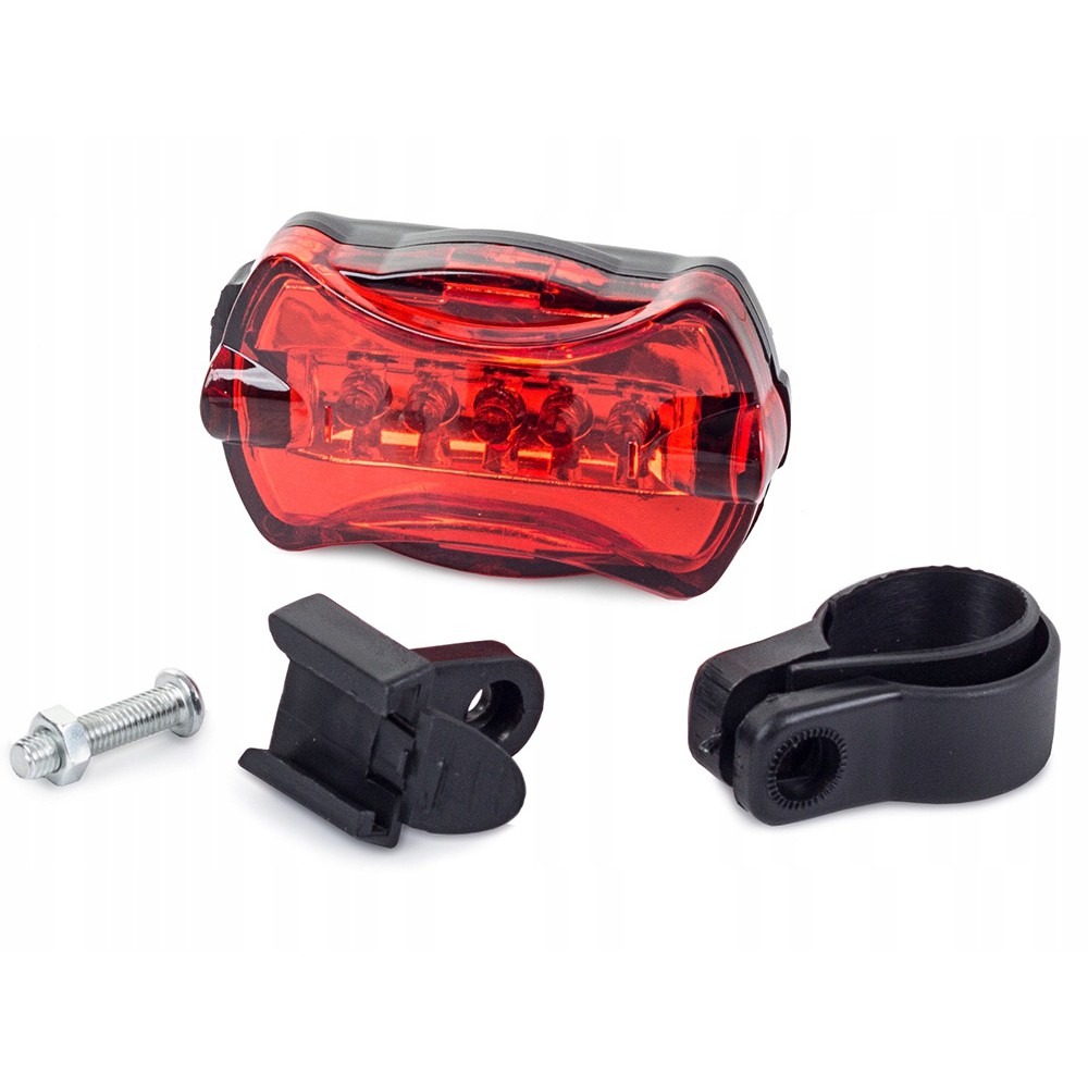 LED lampa na kolo s držákem 5 LED AAA červená megamix.shop