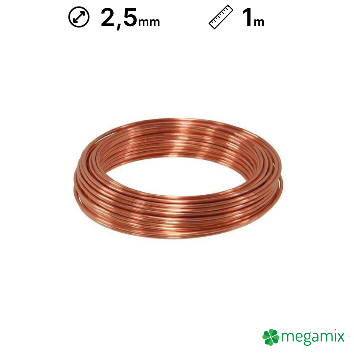 měděný drát 1m 2,5mm megamix.shop