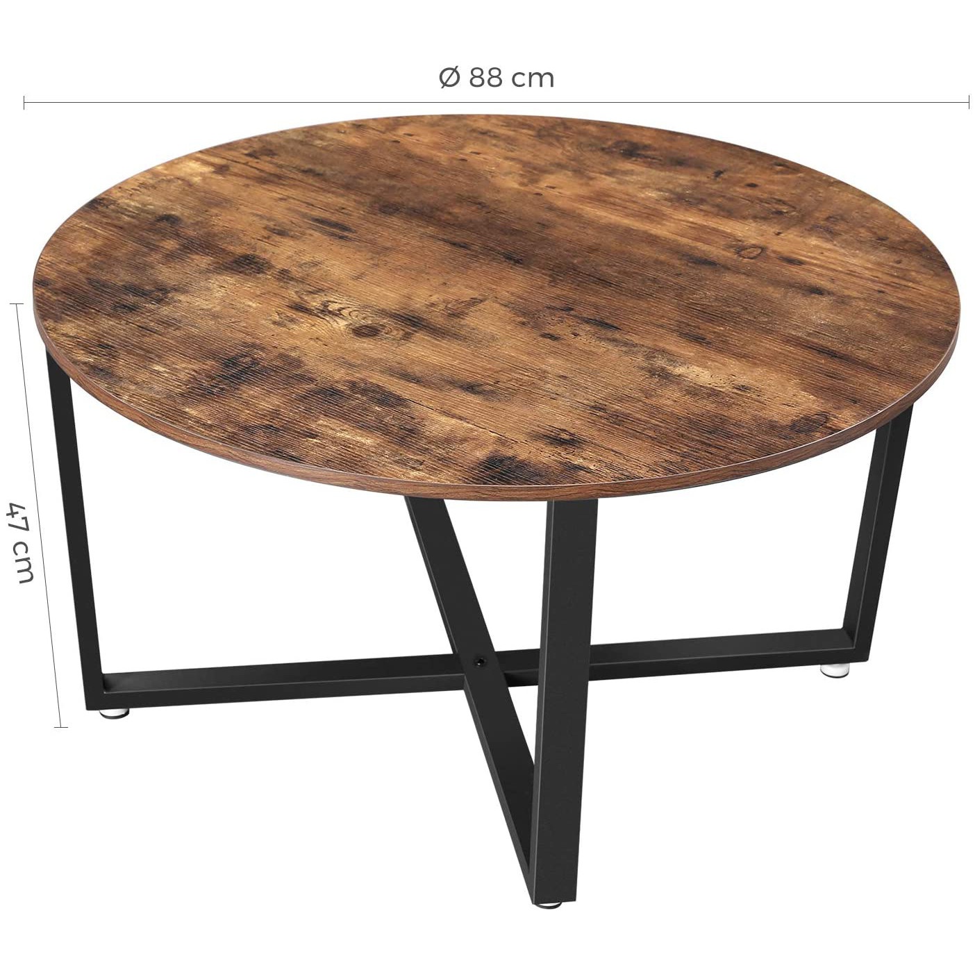 okrúhly konferenčný stolík 88x47cm rustikálna hnedá drevo kov megamix.shop