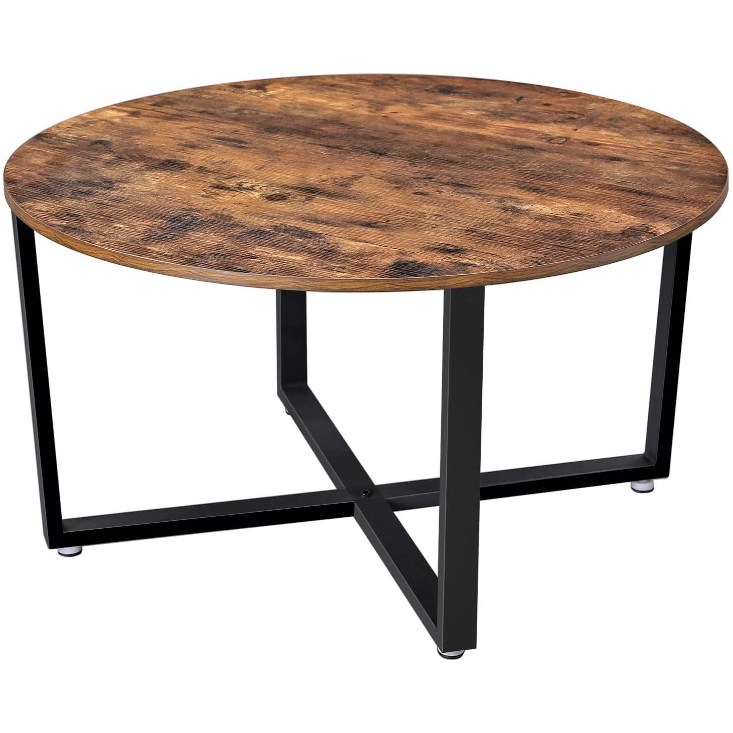 okrúhly konferenčný stolík 88x47cm rustikálna hnedá drevo kov megamix.shop