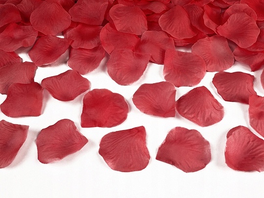 Ozdobné okvetné lístky ruží červené lupene 500ks svadobné dekorácie megamix.shop