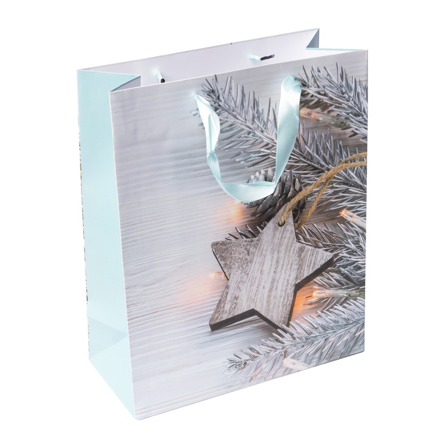Papírová dárková taška s vánočním motivem Star 26x12x32cm megamix.shop