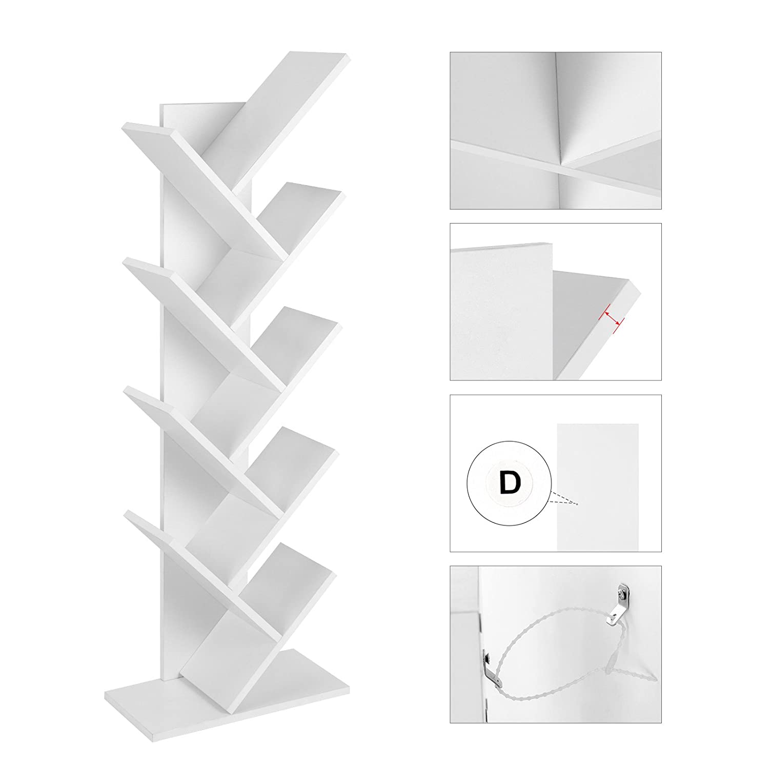 polica na knihy 50x25x141cm biela drevo megamix.shop