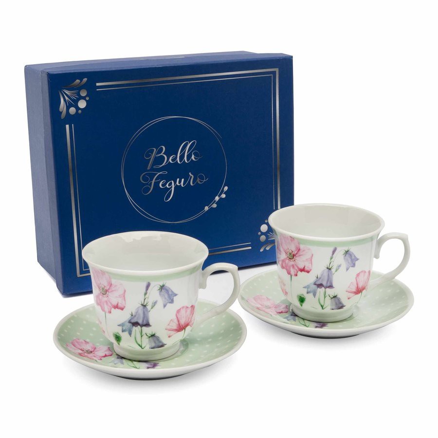 Sada dvou šálků a podšálků na kávu Bella Feguro Fiori 250 ml megamix.shop