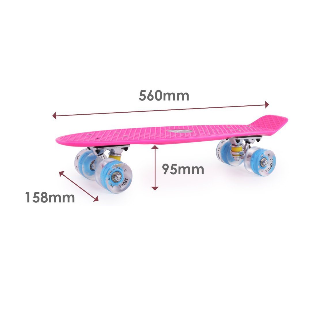 skateboard 56cm LED světla podsvícené kola megamix.shop