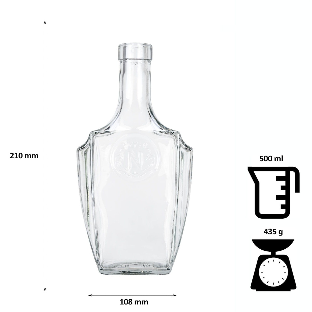 Skleněná láhev 500ml 20cm BONAPARTE megamix.shop