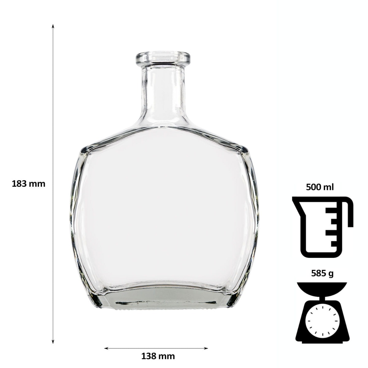 Skleněná láhev 500ml 21cm CARAFFA megamix.shop