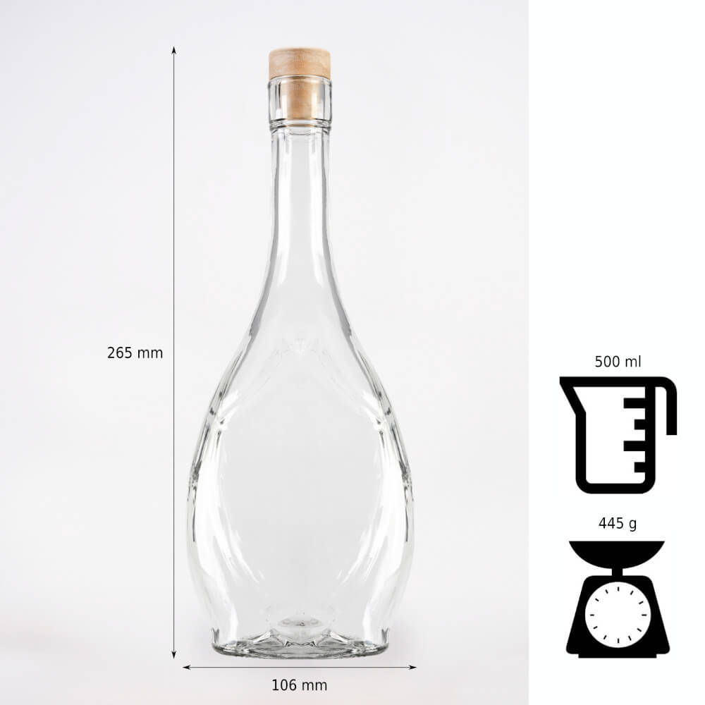 Skleněná láhev 500ml 26cm ICONA megamix.shop