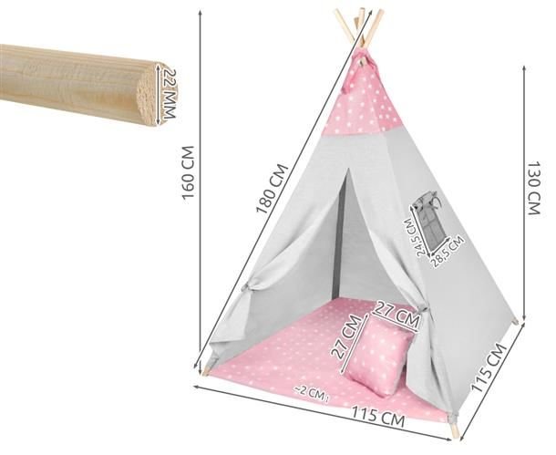 Stan pro děti s hvězdami z teepee růžové barvy megamix.shop