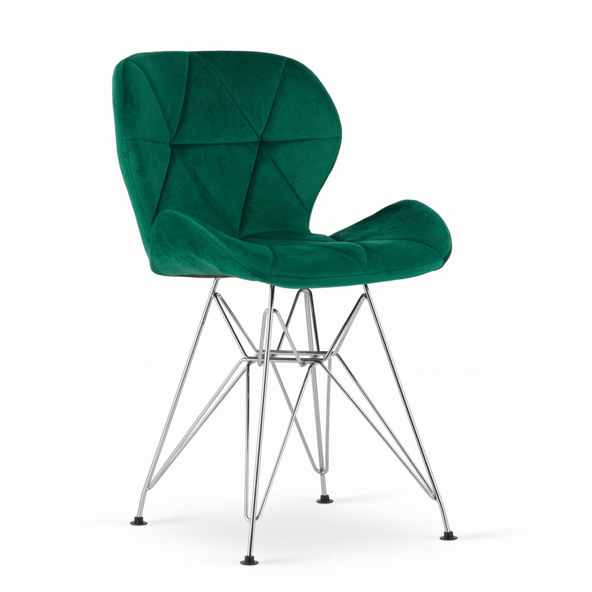 stolička INEST zamat zelený nohy strieborné 4ks megamix.shop