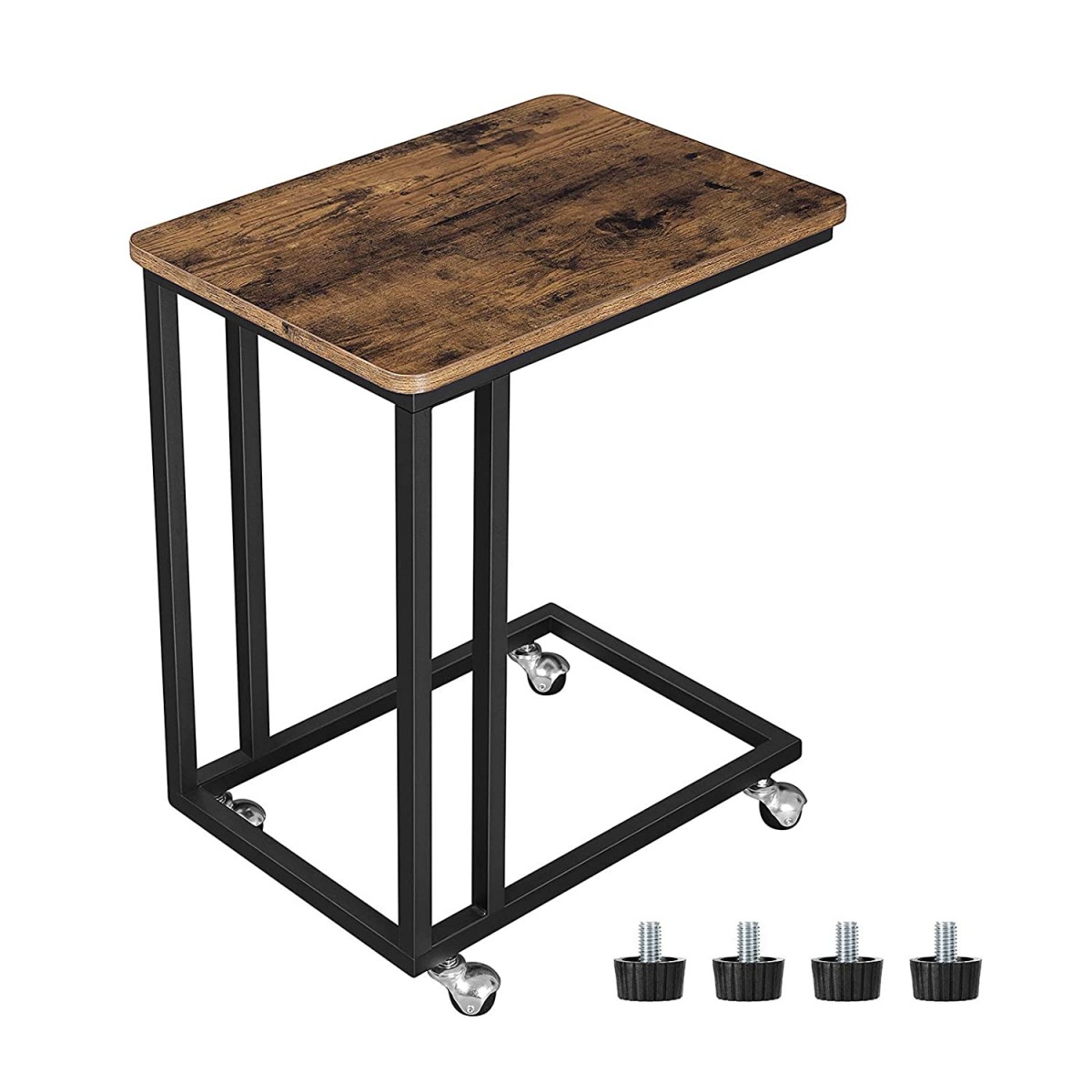 stolík na kolieskach 50x35x61cm rustikálna hnedá drevo kov megamix.shop