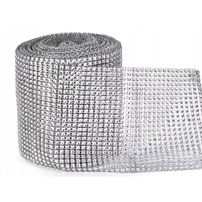 stříbrný ozdobný diamantový pás 12cm 9,1m megamix.shop
