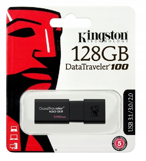 USB klíč KINGSTON PENDRIVE MEMORY DT100 G3 USB 3.0 128 GB megamix.shop