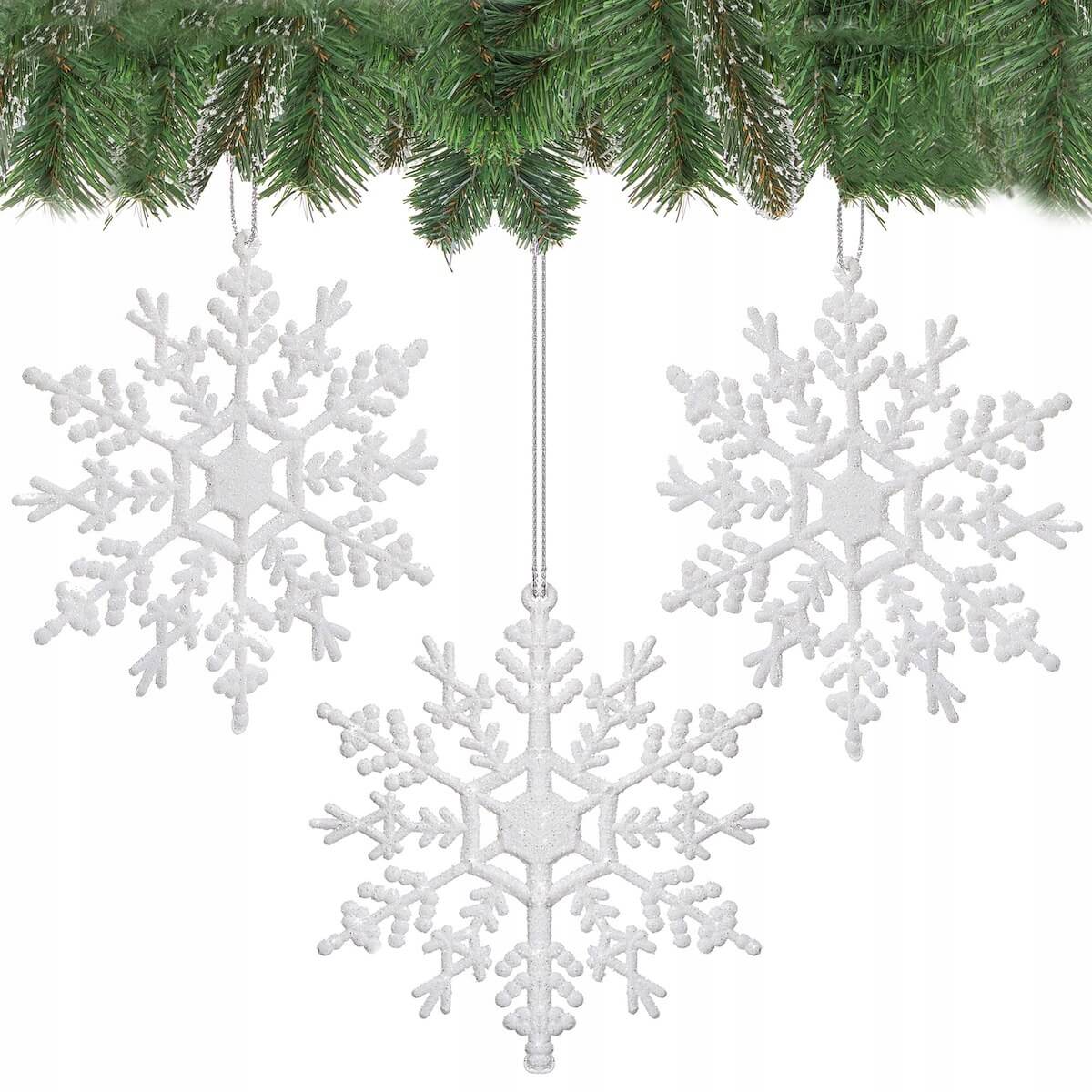 Vianočná ozdoba na stromček snehová vločka 12cm 3ks megamix.shop