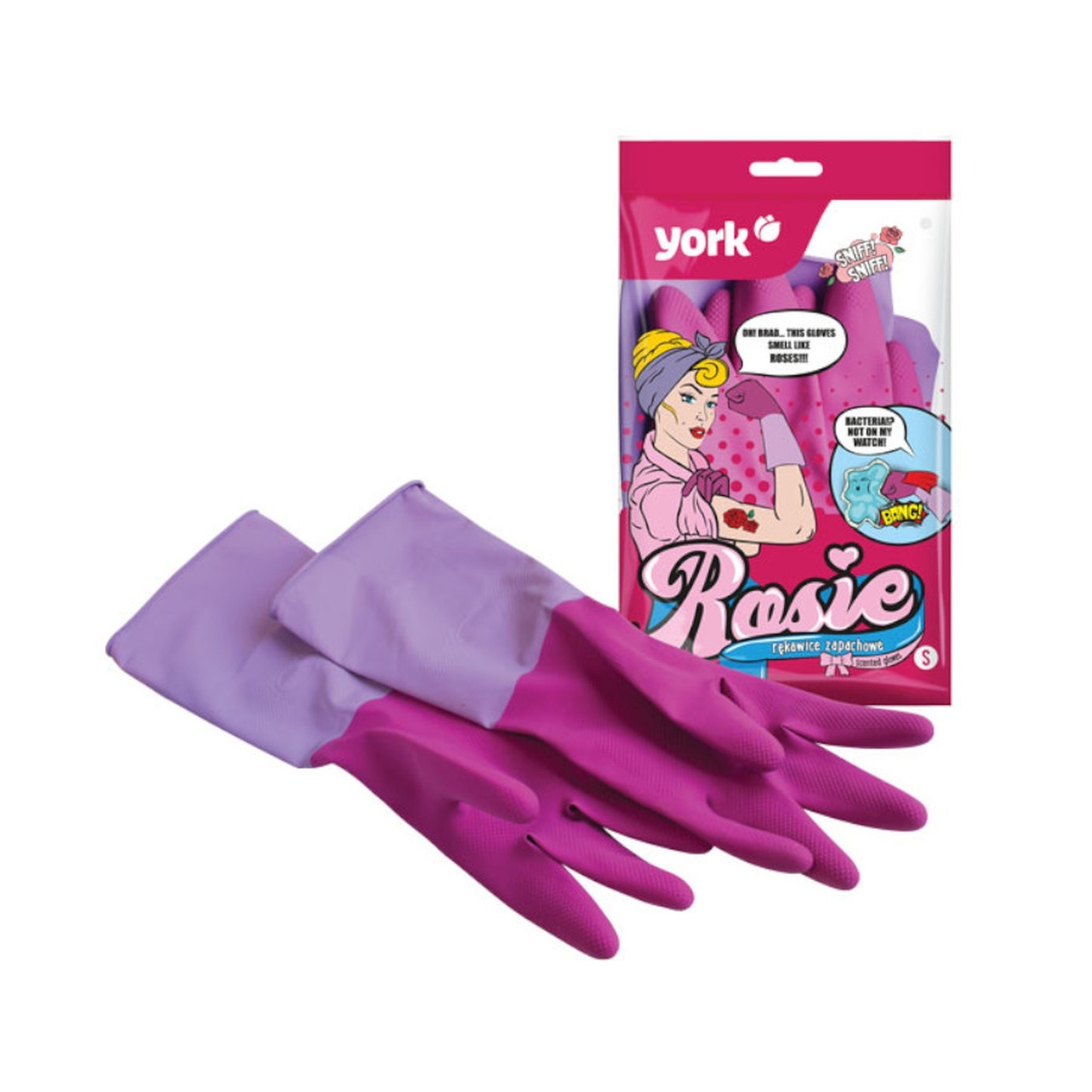 Voňavé gumové rukavice York Rosie velikost S megamix.shop