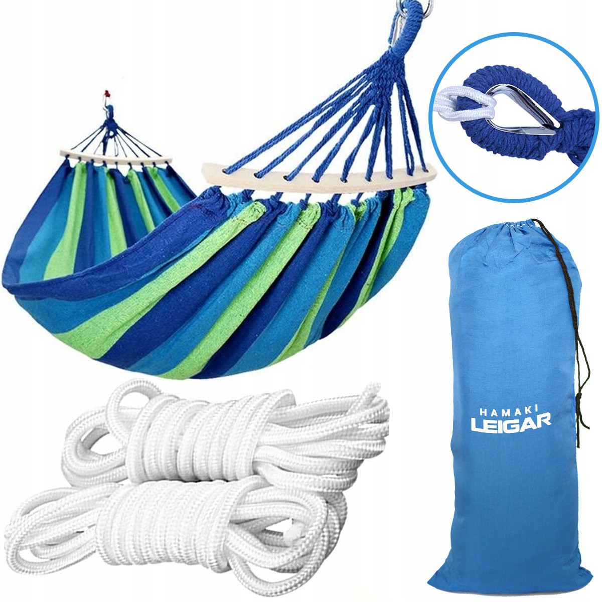 houpací síť pro 2 osoby 260x160cm 240kg + příslušenství a taška megamix.shop