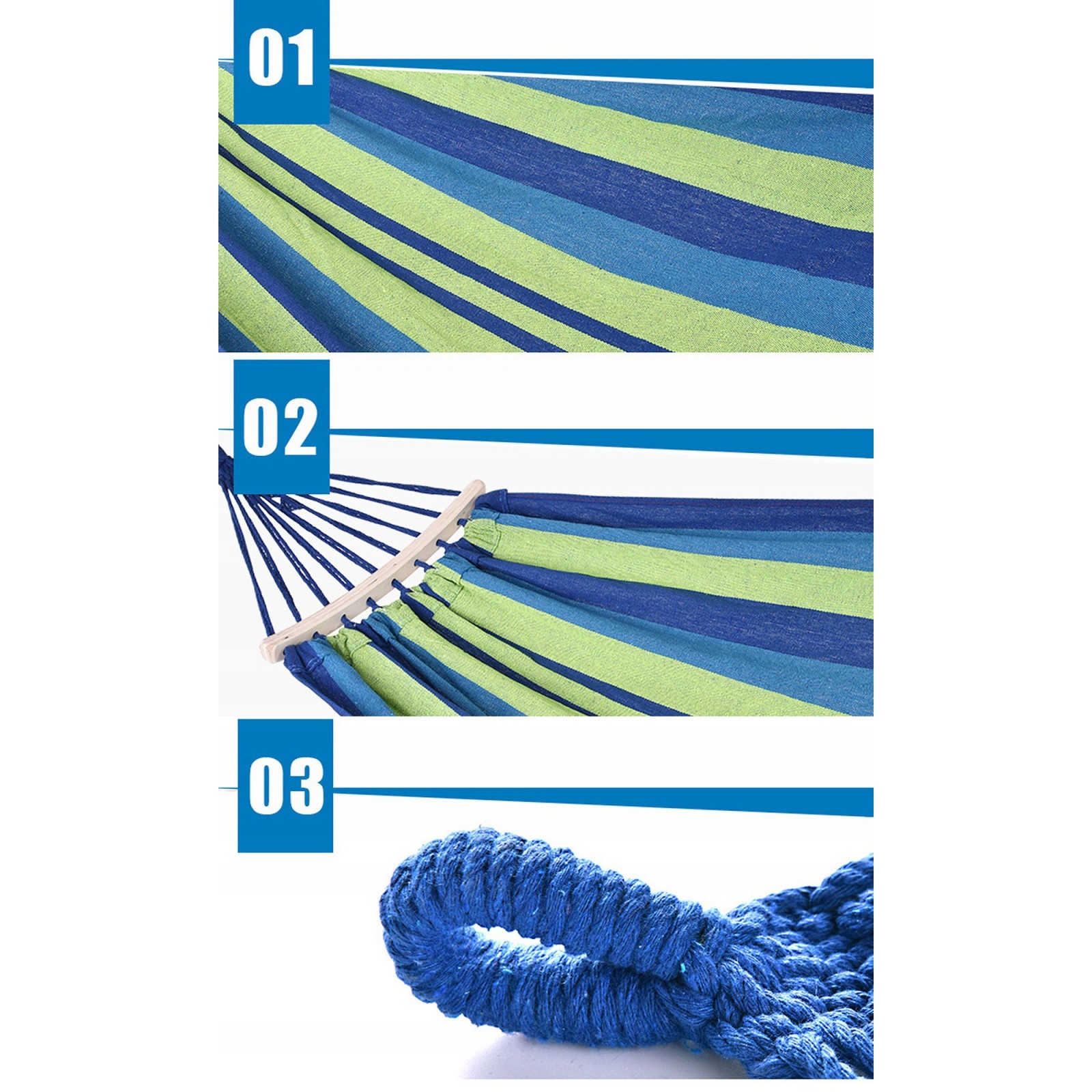 houpací síť pro 2 osoby 260x160cm 240kg + příslušenství a taška megamix.shop