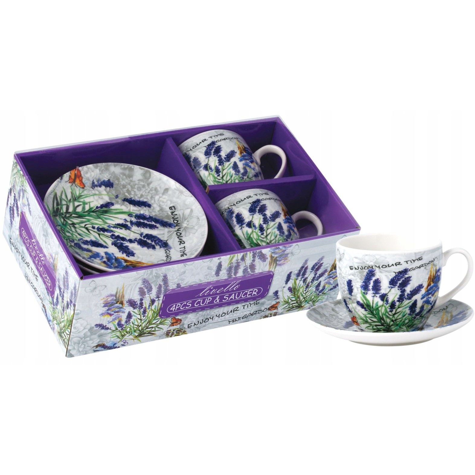 šálky na kávu čaj s talířky 2ks 250ml enjoy your time megamix.shop