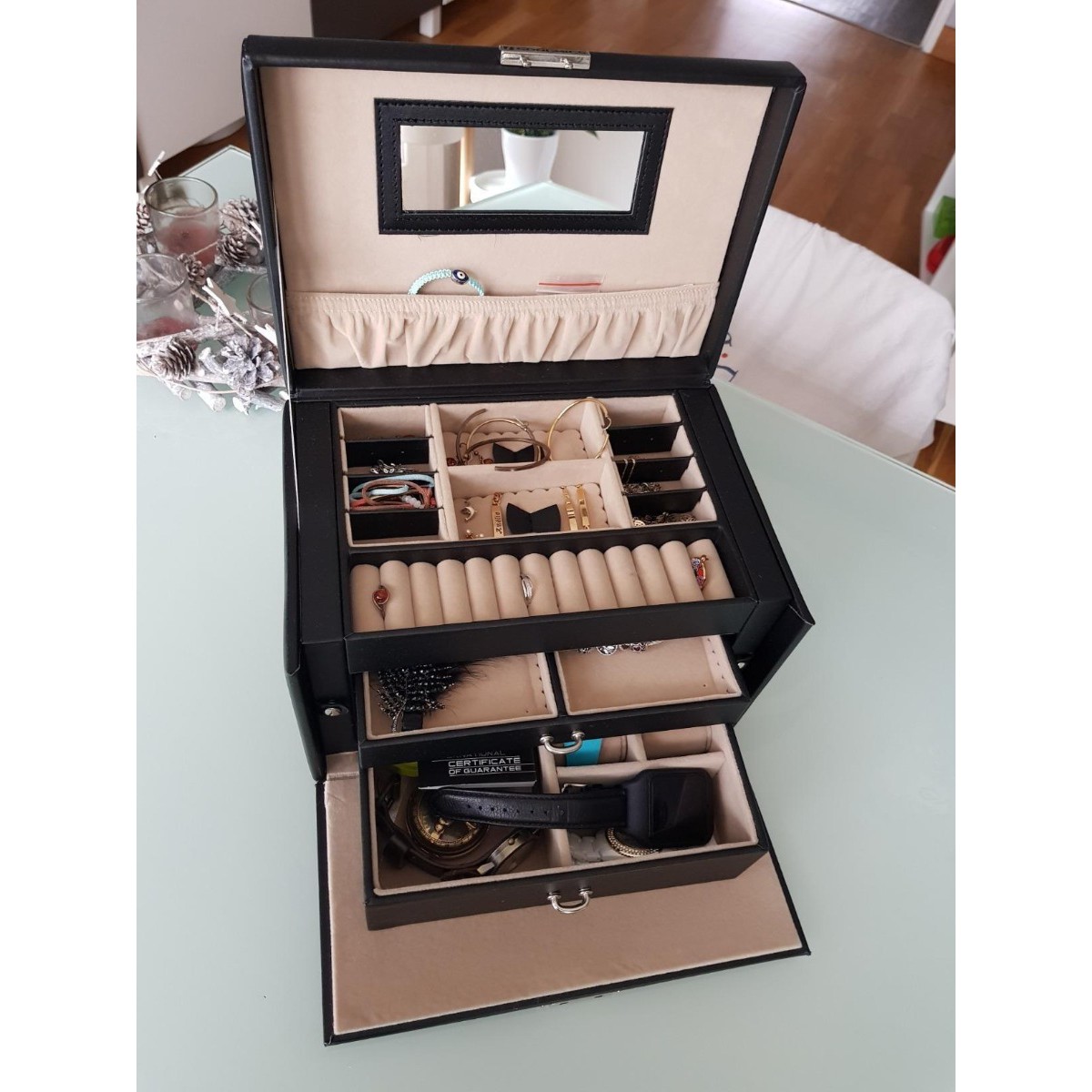 šperkovnice kufřík na bižuterii hodinky šperky megamix.shop