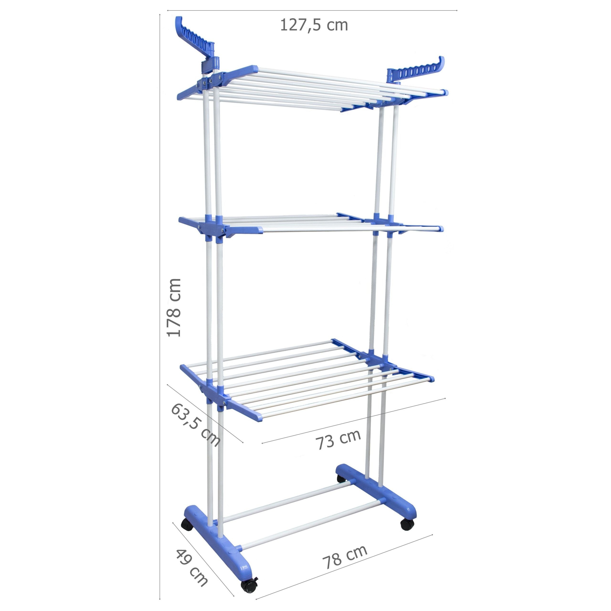 stojan na prádlo 3-patrový 178cm na kolečkách megamix.shop