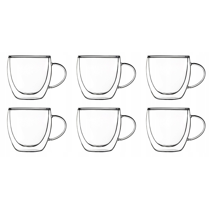 Termo sklenice s dvojitým sklem a ouškem 6ks 250ml megamix.shop