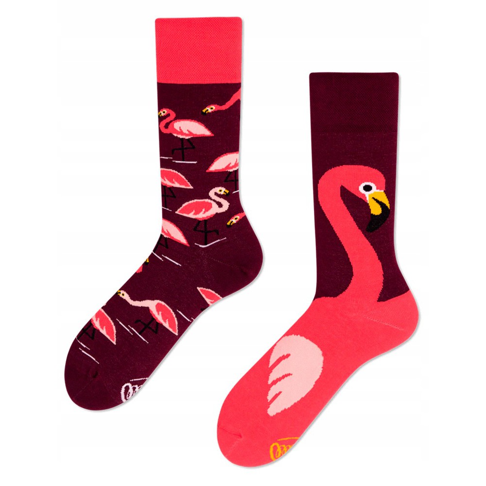 Barevné ponožky PINK FLAMINGO růžový plameňák 43-46 megamix.shop