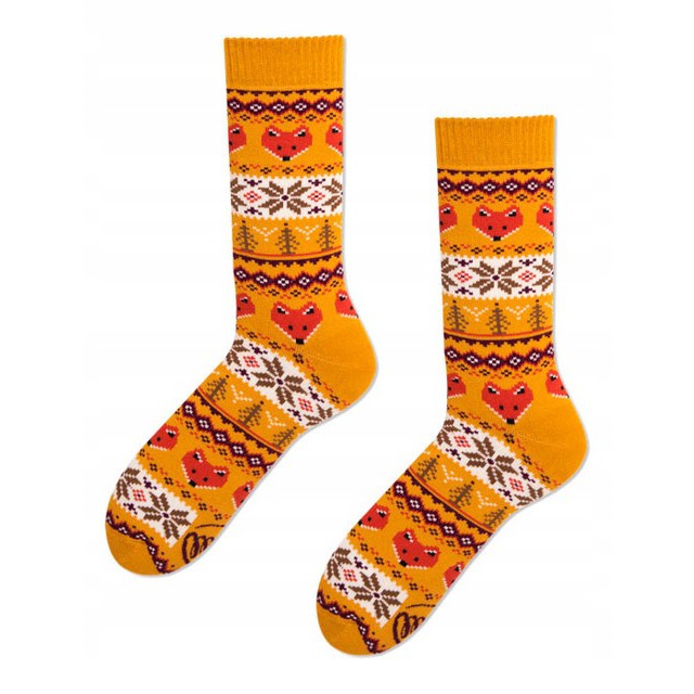 Barevné ponožky WARM FOX lišky 35-38 megamix.shop